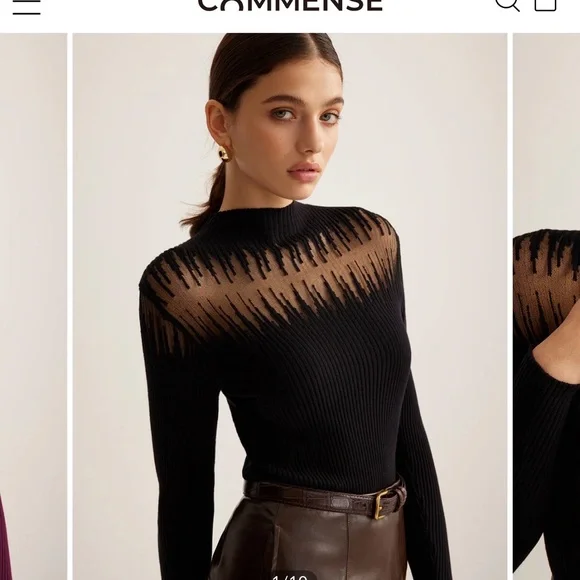 Commense Black and Brown Contrast Blouse - Picture 2 of 5